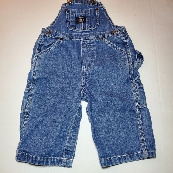 Lakin McKey Boy Girl 12M Denim Bib Overalls Carpenter Farm Ranch Toddler Vtg. - Picture 1 of 7